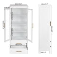 thumbnail image 6 of Gzxs Storage Cabinet Display Cabinet with Glass Doors & 2 Drawers, Trophy Cabinet with 4-Tier Shelves, for Living Room Home Office White (23.6"L x 15.7"W x 63"H), 6 of 10