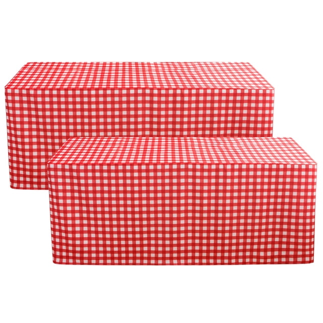 Mantel navideño ajustado HolidayIdeas, a cuadros, 6 pies, paquete de 2