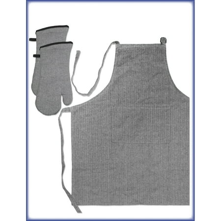 - Discontinued - Last Chance Clearance! Gourmet Pro 3 Piece Oven Mitt and Apron Set, Multiple Colors Available