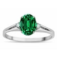 thumbnail image 2 of Star K � Oval 8x6 Simulated Emerald Split Shank Three Stone Engagement Promise Ring, 2 of 9