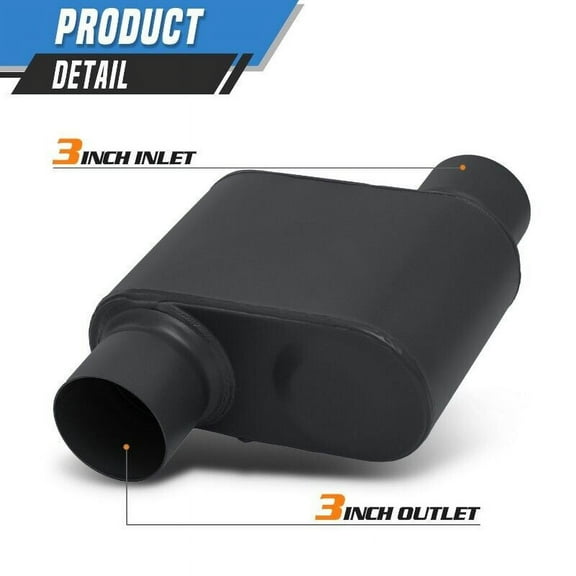 EPA 2Pcs 3"Offset Inlet/Outlet Race Performance Chambered Exhaust Muffler Black