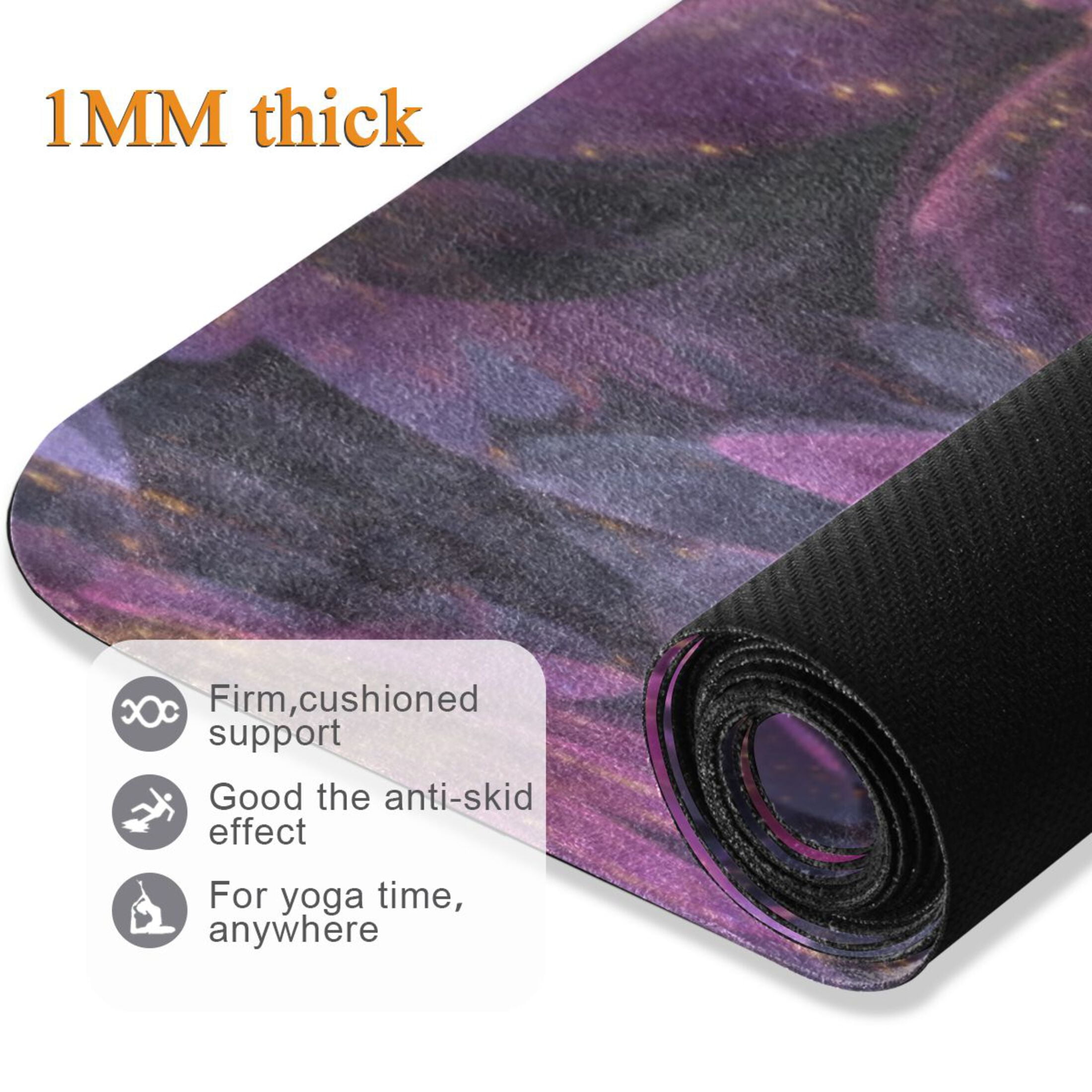 BZSMCE Yoga Mat Women Fitness Mat Mystic Purple Lotus Pattern