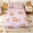 thumbnail image 2 of Erosebridal Cute Cartoon Capybara Zipper Twin Comforter Sets with Fitted Sheet and 2 Pillowcases for Girls, Pink Love Heart Animal Zipper Bedding Set, Pink Reversible, 4 Pieces, 2 of 7