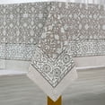 thumbnail image 2 of Ridhi -Taupe and Off White 72x140 Inch rectangle 100 % Cotton indian block print resuable tablecloth, 2 of 7