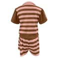 thumbnail image 4 of Women's Shorts Suits 2 Piece Striped Ruffle Short Sleeve Polo V Neck Shirts Outfits Lightweight Summer Casual Vacation Loose Sets, 4 of 5