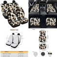 thumbnail image 4 of Yuyamidu Brown Cow Print Car Seat Covers Set of 15 Cute Auto Carpet Mats Steering Wheel Cover Seatbelt Cushion Pad Car Gear Shift Knob Cover Set Cup Mat, 4 of 6
