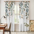 thumbnail image 4 of Green Brown Botanical Kitchen Curtains 84 Inch Length, Farmhouse Eucalyptus Leaves Grommet Top Bedroom Living Room Curtains, Light Filtering Cafe Curtain Drapes 2 Panels Set 84''x84'', 4 of 9