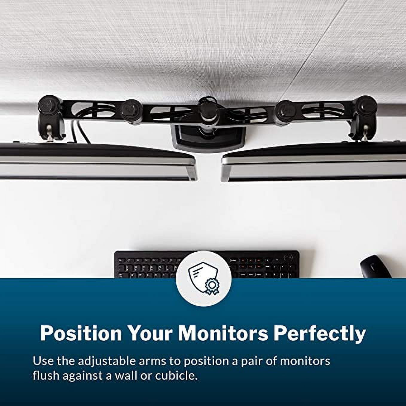 Vari Dual-Monitor Arm 180 Degree - Black Monitor Mount w/ 180 Degree Adjustment - Monitors up to 27 inches, 19.8 lbs