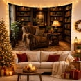 thumbnail image 3 of Leather Armchair Library Tapestry Wall Hanging, 3 of 7