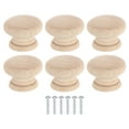 thumbnail image 1 of Uxcell 6 Pack Perilla de Cajón Redonda de Madera, Perillas Redondas de 1 3/8" de Diámetro con Tornillos para Muebles, Cajón, Vestidor, Armario, 1 of 6