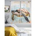 thumbnail image 4 of Ocean Turtle Sheer Curtains 63 Inch Long 2 Panels, Coral Fish Vintage Light Filtering Rod Pocket Curtains, Sheer Voile Drapes for Living Room Bedroom, 52"x63", 4 of 8