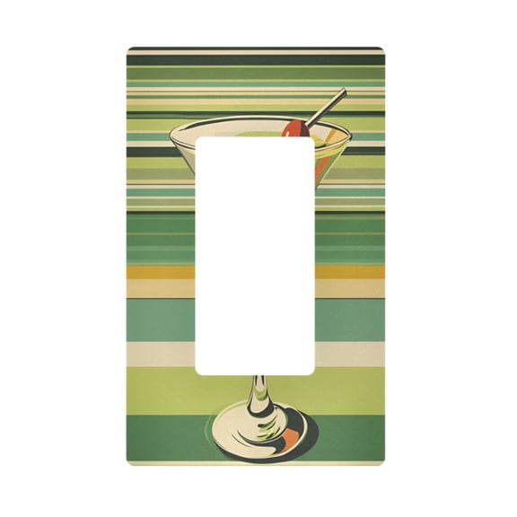 Yayeee Rocker Switch Wall Plate 1-Gang 4.6"x2.9" Home Decorative Outlet Cover, Colorful Martini