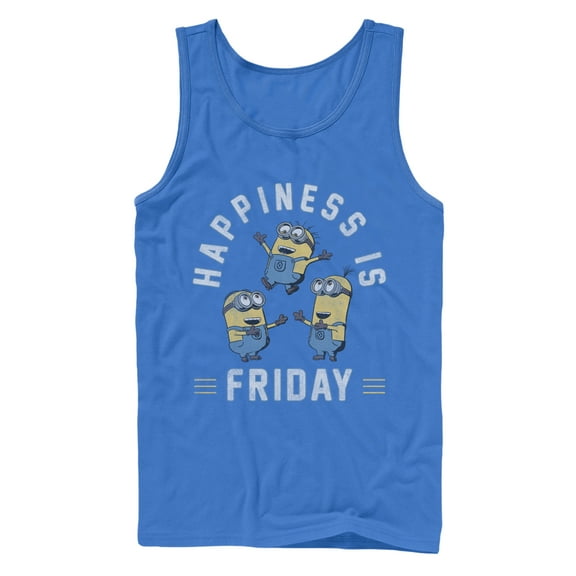 Men's Despicable Me Minion Happiness is Friday  Tank Top Royal Blue Medium