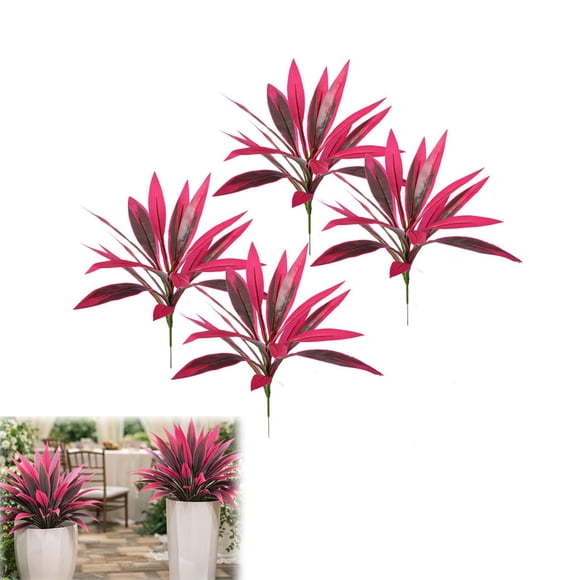 2PCS Large Realistic Artificial Boston Fern & Dragon's Blood Tree Plants, 21.6 * 23.6 Inch Vibrant Pink & Purple Faux Foliage, for Home Garden Patio Wedding Balcony Decor