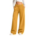 thumbnail image 3 of Xijirk Women Wide Leg Sweatpants High Waist Drawstring Trousers with Side Pockets Soft Casual Loose Fit Pants for Daily Walking Street Outfit,Yellow,XL, 3 of 6