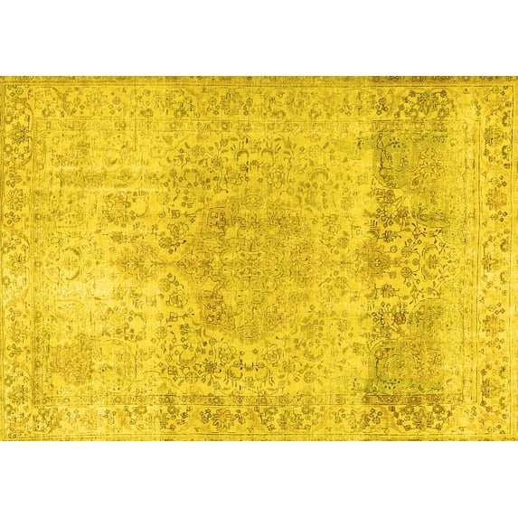 Ahgly Company Indoor Rectangle Persian Yellow Traditional Area Rugs, 7' x 10'