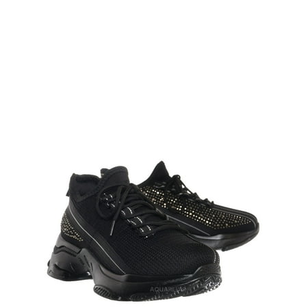 

Rhinestone Studded Knit Nylon Stretch Sneaker