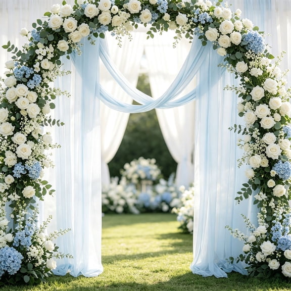 Wedding Arch Drape Chiffon Fabric - Polyester Sheer Curtain Drape for Wedding, Party, and Stage Decor
