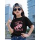 thumbnail image 1 of Pink Pony Club Cotton short-sleeved T-shirt American fashion cute printed girls' bottoming shirt summer round neck casual versatile little girl top, 1 of 6