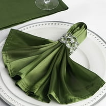 Efavormart 5 Pack | Olive Green Seamless Satin Cloth Dinner Napkins, Wrinkle Resistant | 20"x20"