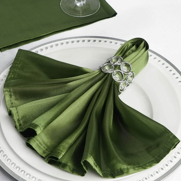 Efavormart 5 Pack | Olive Green Seamless Satin Cloth Dinner Napkins, Wrinkle Resistant | 20"x20"