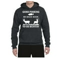 thumbnail image 2 of Wild Bobby, Gone Fishing Back Soon to Go Hunting, Unisex Graphic Hoodie Sweatshirt, Heather Black, Medium, 2 of 3