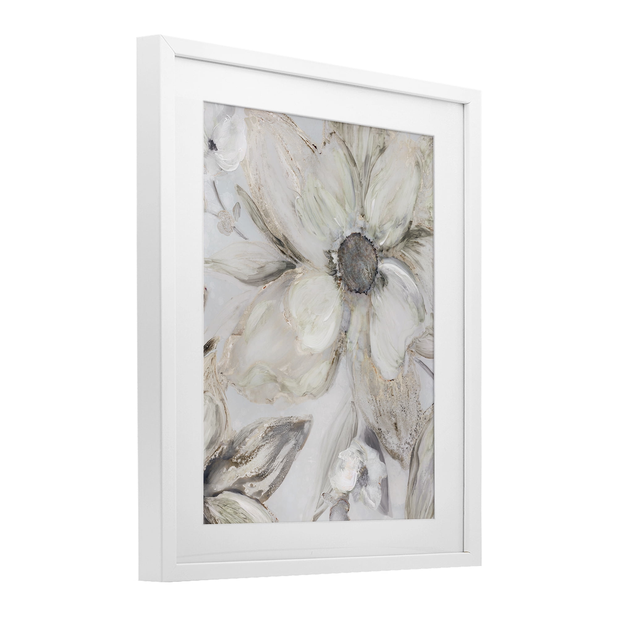 Stupell Industries Sandstone Tone Blooms White Framed Print Under Glass, design by Carol Robinson