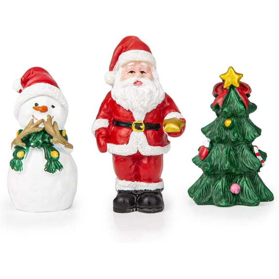 Sinkoo 3 Pcs Christmas Aquarium Decorations, Resin Santa Claus Snowman Tree for Christmas Fish Tank Supplies, Christmas Figurines Table Decor