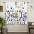 thumbnail image 4 of Purple Floral Lavender Flower Kitchen Curtains 27.5W X 39L Inch 2 Panel Rod Pocket Spring Small Short Cafe Tier Window Drapes Farmhouse Country Vintage Rustic Wildflower Bathroom Home Decor, 4 of 6