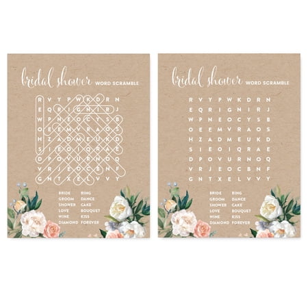 Peach Coral Kraft Brown Rustic Floral Garden Party Wedding  Word Search Bridal Shower Game Cards  20-Pack price history on PriceWatchPro