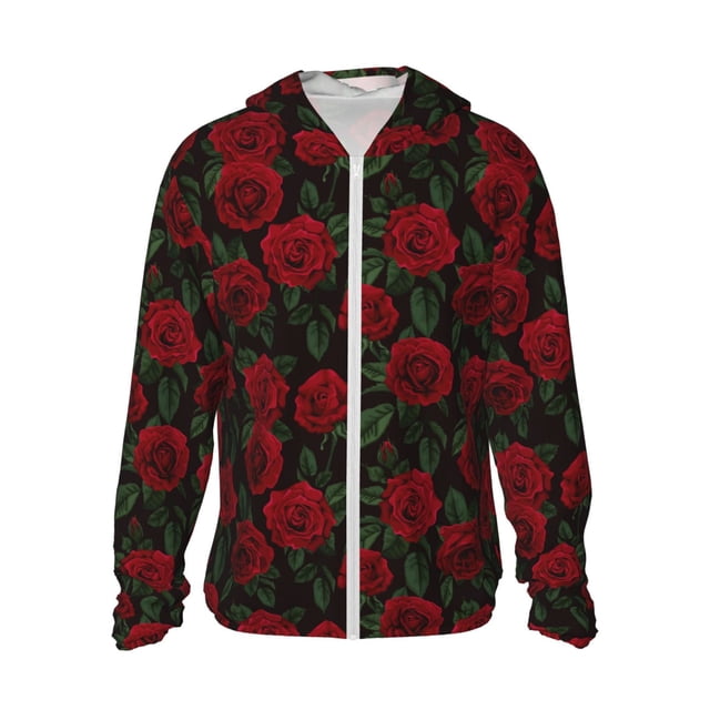 Fotbe Rose Chaqueta con Protección Solar UPF 50+ para Hombre y Mujer, Camisa con Capucha y Bolsillos-Medium