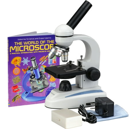 amscope m149c-pb10-wm 40x-1000x glass optics metal frame student compound microscope plus slides &
