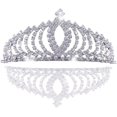 thumbnail image 1 of Tiara de cristal para boda nupcial de princesa de graduación, corona de diamantes de imitación para niños, niñas, adultos, diadema de metal plateado de aleación de aluminio, 11 Afortunado Sencillez, 1 of 2