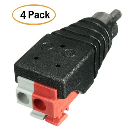 Pin Connectors Speaker Wire 4Pcs Speaker Wire Cable to Audio Male RCA Connector Adapter Jack Plug CCTV LED Monitoring Equipment ()