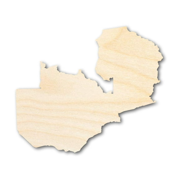 Unfinished Wood Zambia Country Shape - Southern Africa Craft - up to 46" DIY 18" / 1/4"