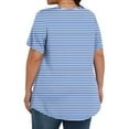 thumbnail image 4 of Jusqu'à 50 % de Rabais Horkkom Hauts à Manches Courtes pour Femmes Grande Taille Été Décontracté Tunique Plissée Hauts Imprimé à Rayures Blouses à Col Rond 2TG, 4 of 6