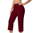 thumbnail image 3 of cocolona Women's Summer High Waist Cargo Capri Pants Casual Solid Color Stretch Loose Workout Yoga Cropped Pants with Pocket, 3 of 5