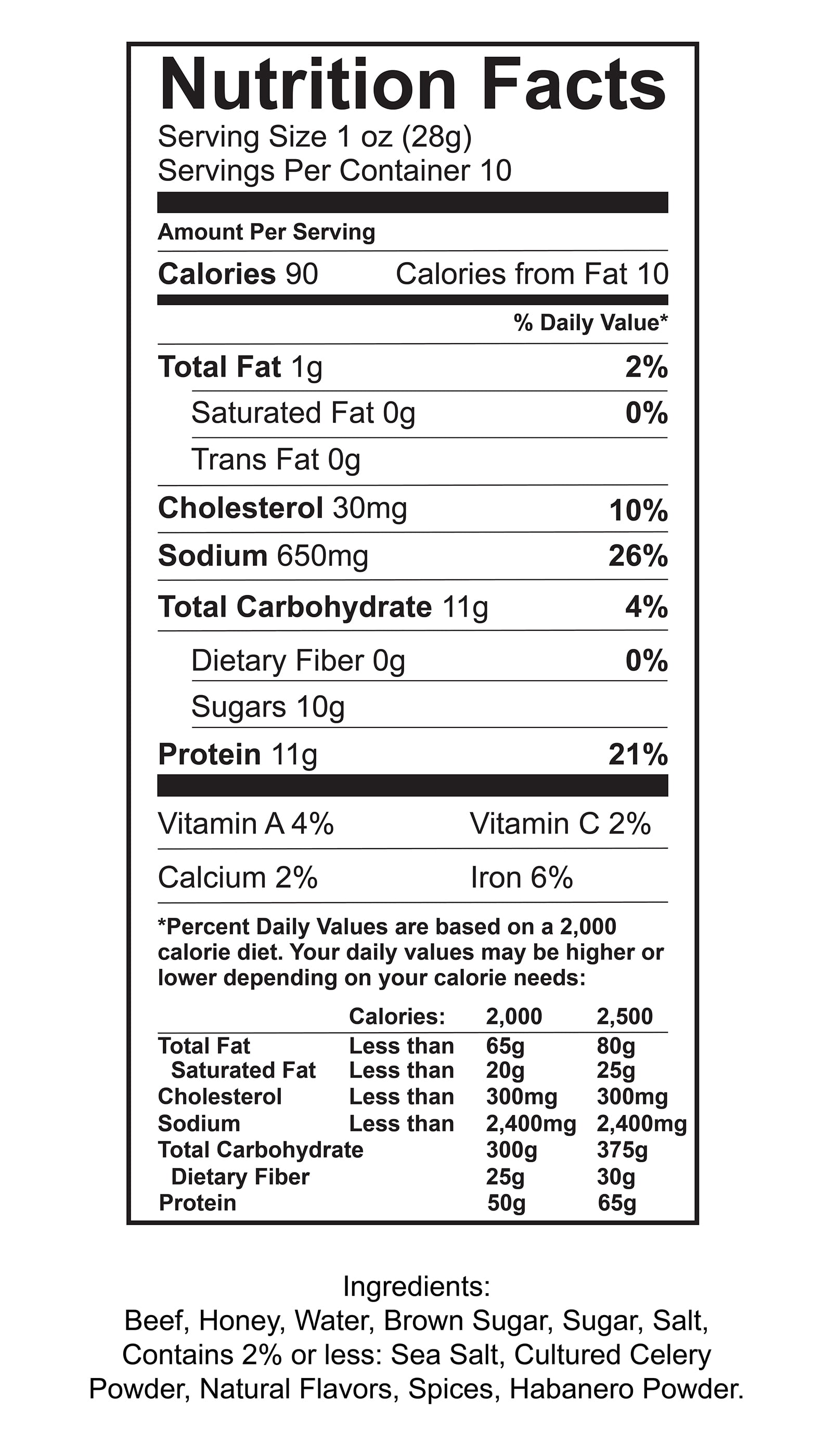 Hero Honey Habanero Beef Jerky 10oz Resealable Bag