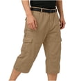 thumbnail image 2 of IhhxPro Big and Tall Men's Cotton Outdoor Cargo Shorts Elastic Waist Button Detail Men Multi Pocket Work Casual Hiking Summer Straight Fit Lightweight Durable M-4XL, 2 of 6