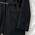 thumbnail image 3 of Girls Blazer Dress, Solid Color Lapel With Chain Belt, Long Sleeve Casual Suit Jacket For Kids Black 3-4Years, 3 of 6