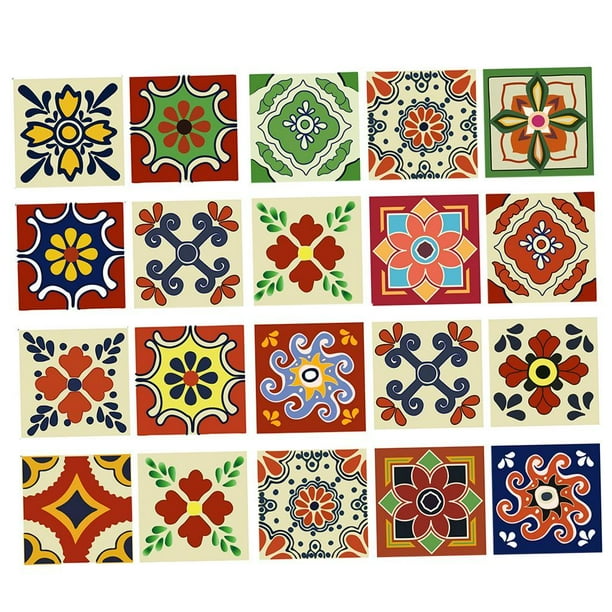 20 piezas de azulejos de mosaico bohemios para pared, adhesivos para suelo C 15x15cm