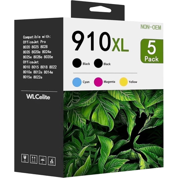 910 XL Ink Cartridges Compatible for 910XL Ink Cartridges Combo Pack 910 Printer Ink for OfficeJet 8020 8015e Pro 8025e 8020e (5 Pack)
