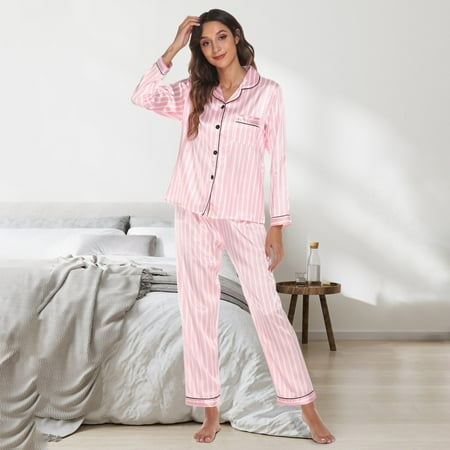 

Clothes For Women Women Fashion Pajama Printing Sets Long Sleeve Button Down Sleepwear Nightwear Soft Pjs Lounge Sets Dresses For Women