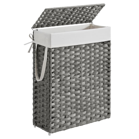 Cesto de ropa SONGMICS Slim con tapa de ratán, 55 L, gris tórtola