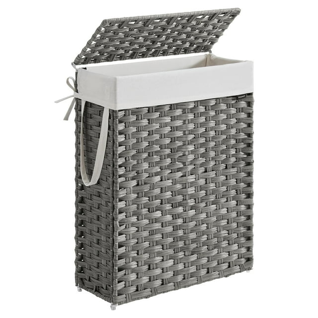 Cesto de ropa SONGMICS Slim con tapa de ratán, 55 L, gris tórtola