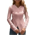 thumbnail image 2 of Womens Tops 2026 Plus Size Fashion Shirts Casual Solid Color Crew-neck Metal Button Knit Base Long Sleeve Crew-neck Top/shirt, 2 of 9