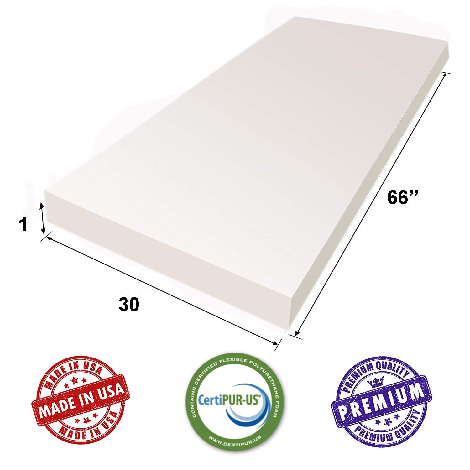 Ak Trading Co Certipur Us Certified Upholstery Foam Sheets Great For Couch Cushions Mattress Toppers Foam Batting 1 H X 30 W X 66 L Walmart Com Walmart Com