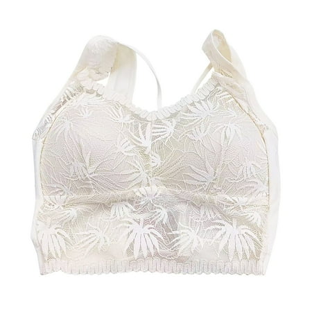 Lace Bralette for Women V Neck Tank Top Racerback Wide Strap Sexy Crop Tops Full Coverage Lace Bras