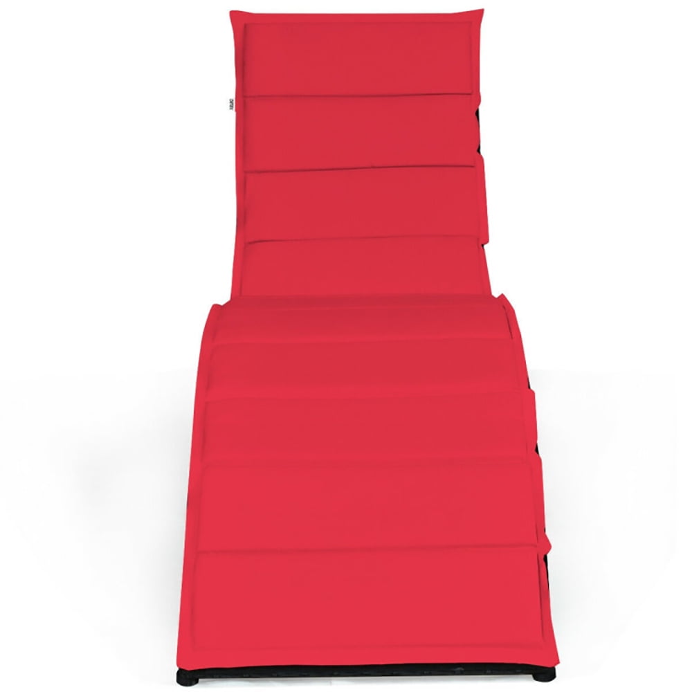 Aimee Lii Folding Patio Rattan Lounge Cushioned Portable Chair, Patio Loungers, Red