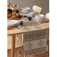 thumbnail image 3 of Brown Geometric Burlap Cotton Table Runner 18x72 Inches Long, Modern Ethnic Southwest Vintage Farmhouse Table Runners, Outdoor Dining Tablecloths Decor for Baby Shower/Party/Wedding, 3 of 6